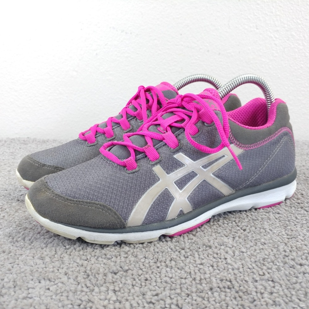 Asics Womens Size 7 Running Shoes Gray Pink Low Top Trainers TDW744 Gel-flux 2